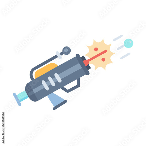 Retro Ray Gun Shooting Blast on Black Background