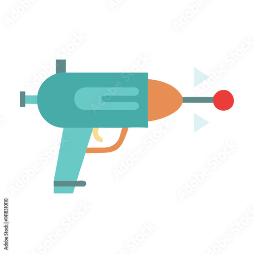 Cartoon Retro Ray Gun Toy in Teal and Orange