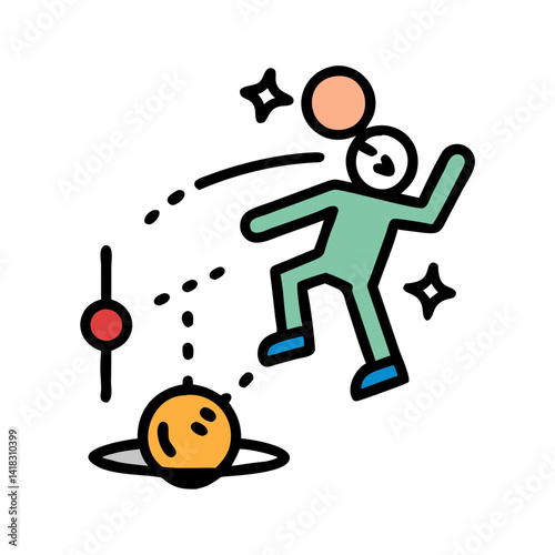 Abstract bowling scene with ball, pin, and bowler