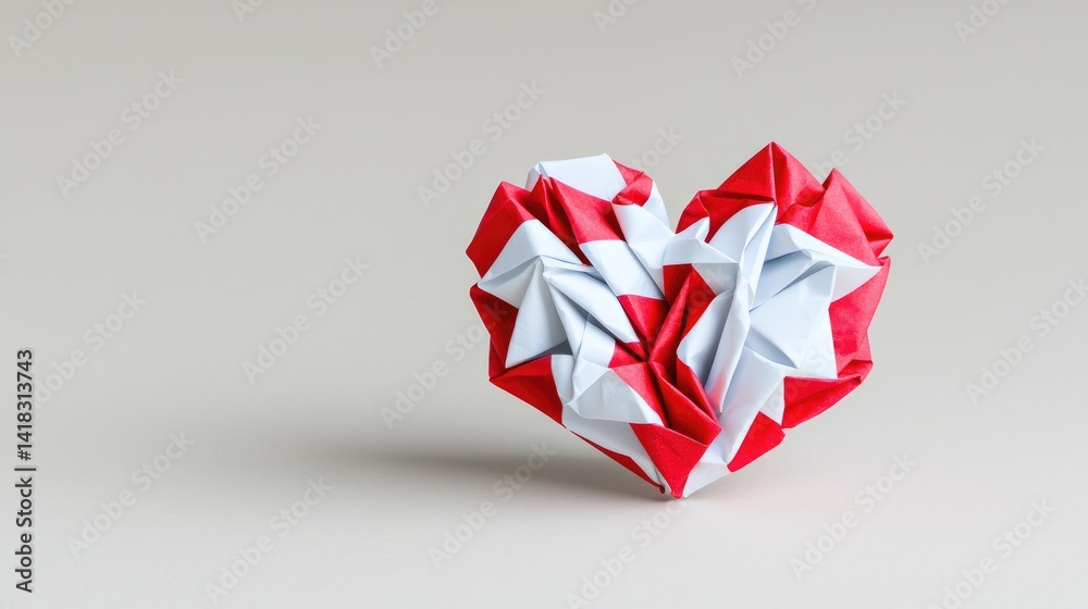 Obraz premium Crumpled paper heart symbol of heartbreak and emotional pain