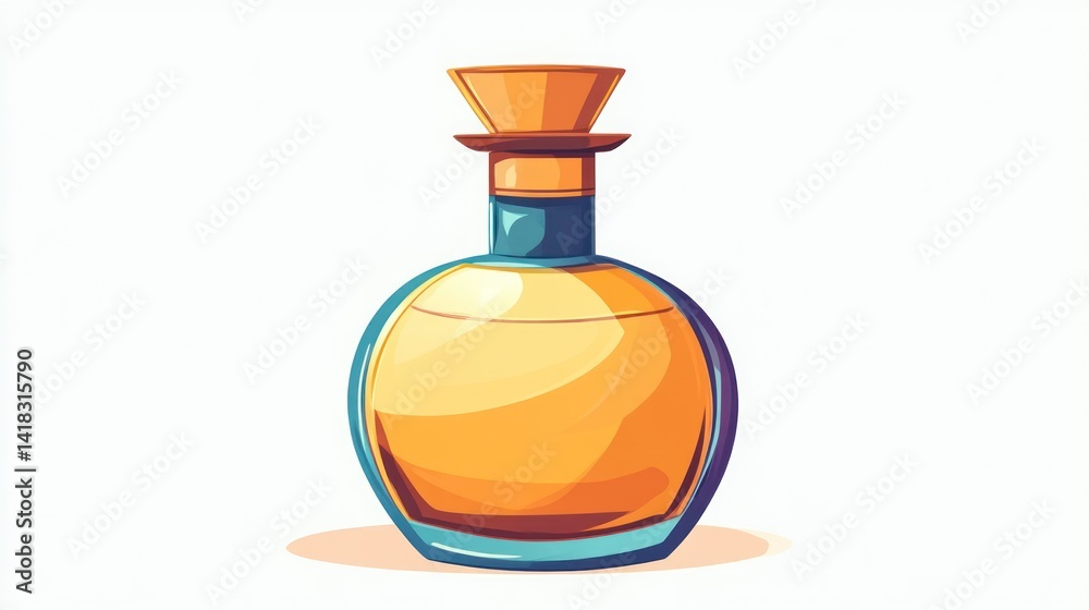 Obraz premium Illustration of a Perfume Bottle with Orange Liquid Ideal for Beauty and Fragrance Marketing