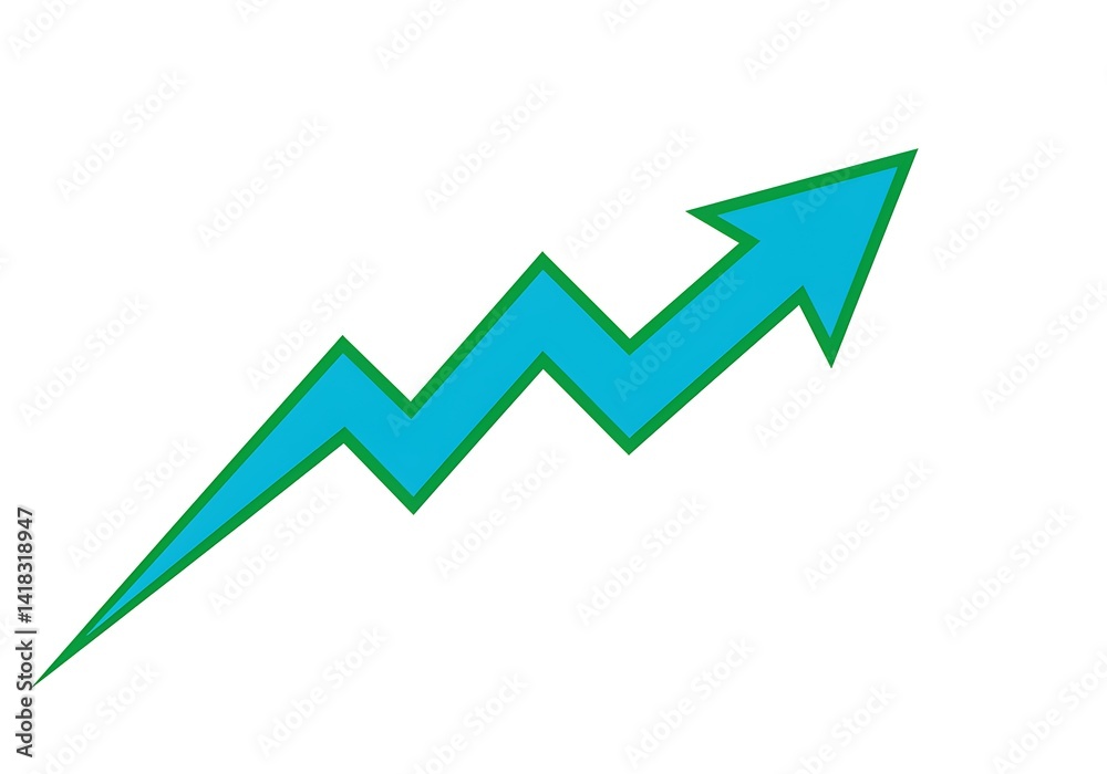 3d Blue zigzag arrow pointing up on white background 3d Blue zigzag arrow pointing up on white background