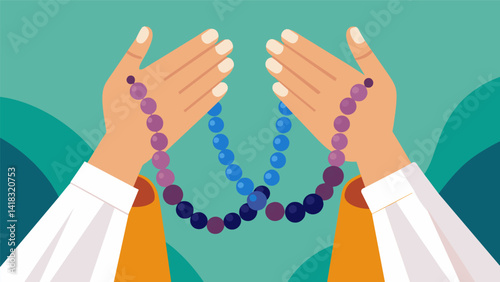 As the beads slip through the fingers a sense of peace washes over the old hands each one a testament to a lifetime of prayer.. Vector illustration