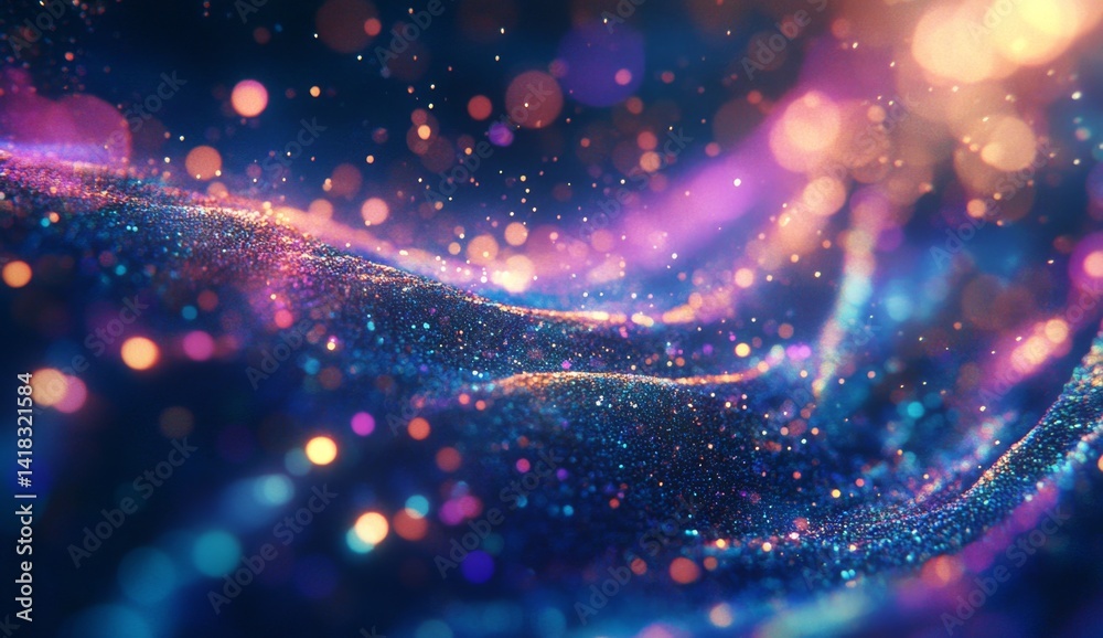 Fototapeta premium Abstract colorful glowing particle wave background.