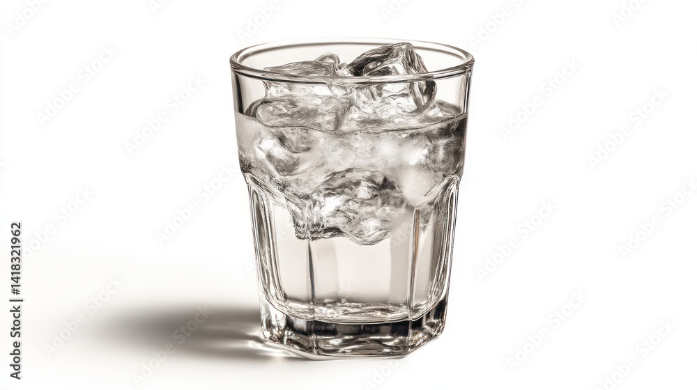 Refreshing Glass of Water with Ice Cubes A Crystal Clear Beverage for Hydration and Cooling Refreshing Glass of Water with Ice Cubes A Crystal Clear Beverage for Hydration and Cooling