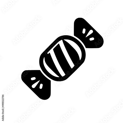 Black and White Candy Icon – Wrapped Toffee SVG Vector for Fun, Retro, and Kids Design Themes