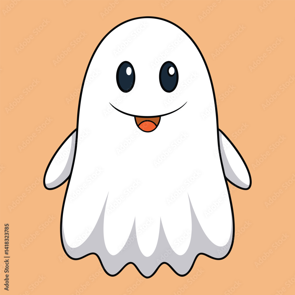 Spooky cute ghost Happy Halloween, ghost smiling characters Spooky cute ghost Happy Halloween, ghost smiling characters