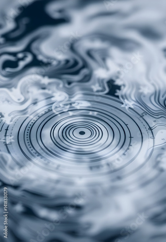 close up of a water drop with a black and white background