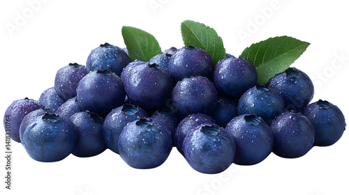 Wallpaper Mural Fresh Blueberries with Dew Drops and Green Leaves Torontodigital.ca