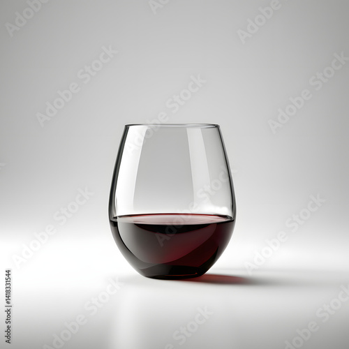 3D image of a Stemless Smoked Wine Glass with isolated white background, no reflection