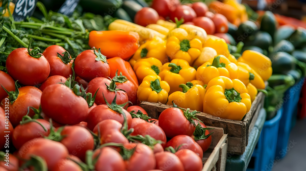 Fresh Vegetables On Display At A Farmers Market Fresh Vegetables On Display At A Farmers Market