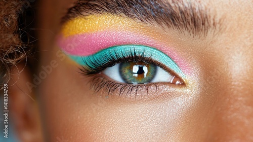 Wallpaper Mural Colorful eye makeup close up pastel shades and teal accent high resolution beauty image Torontodigital.ca