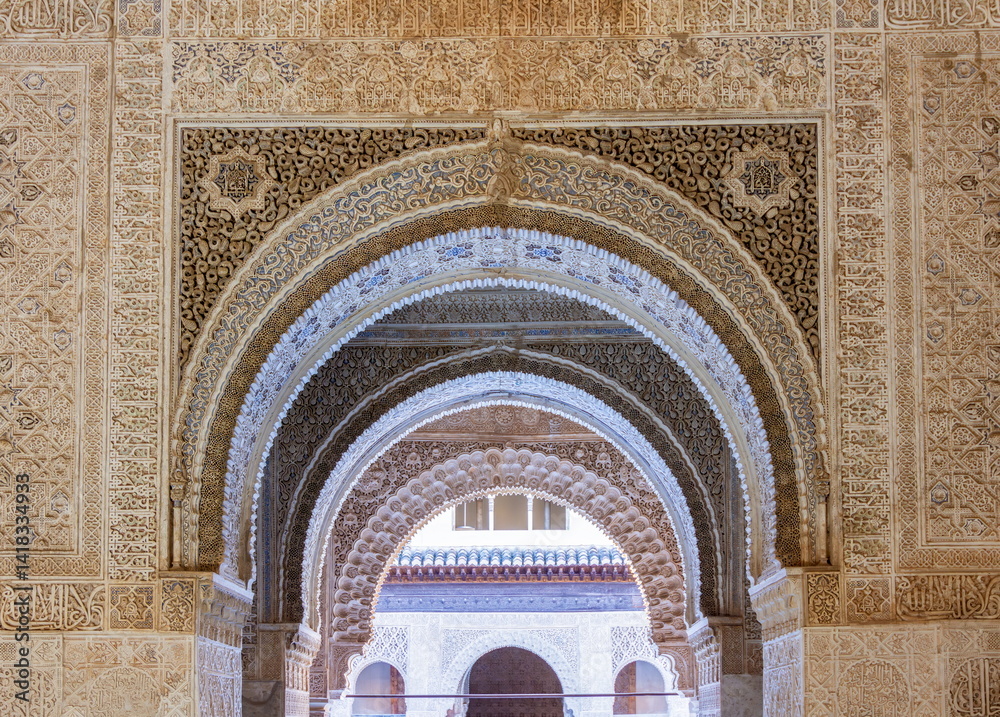 Interiors of Nasrid palace in Alhambra, Granada, Spain