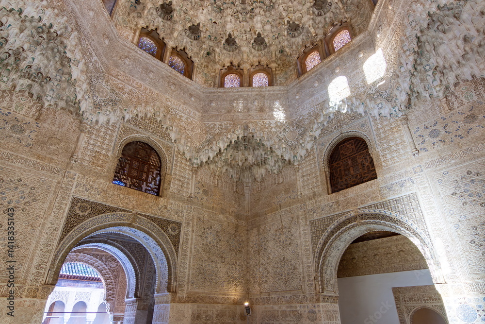 Interiors of Nasrid palace in Alhambra, Granada, Spain