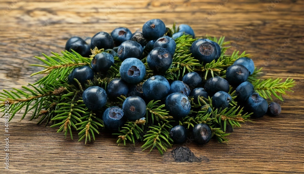 Fototapeta premium Juniper Berries – Used in European cooking, especially Scandinavian and German, for a piney
