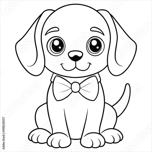 Cute Puppy with Bow Tie Coloring Page
