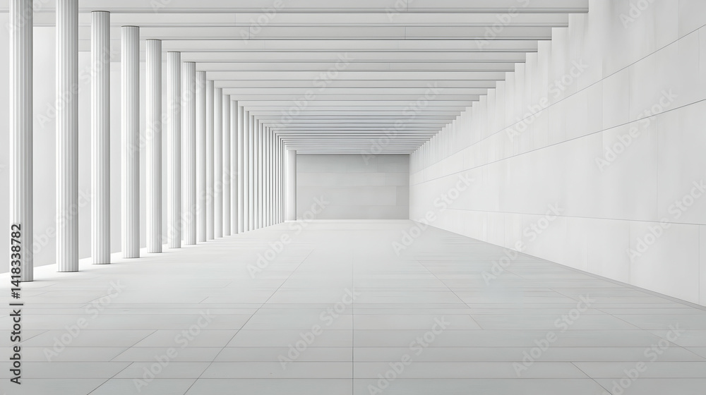 Obraz premium Empty White Modern Corridor With Columns