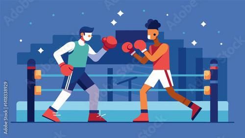 In the virtual boxing ring boxers could experiment with new moves learning from their mistakes without risking any reallife injuries.. Vector illustration