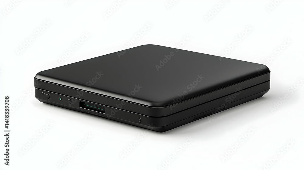 Black Square Portable Device On White Background Black Square Portable Device On White Background