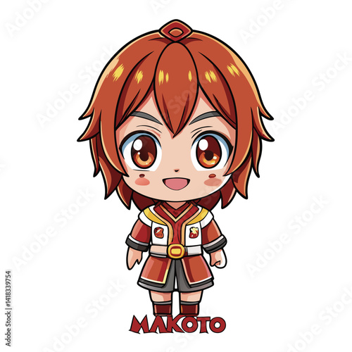 Cute anime character, vibrant colours, chibi style
