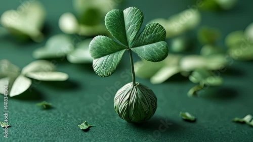 Shamrock emerging from a green ball showcases natures creativity and detail