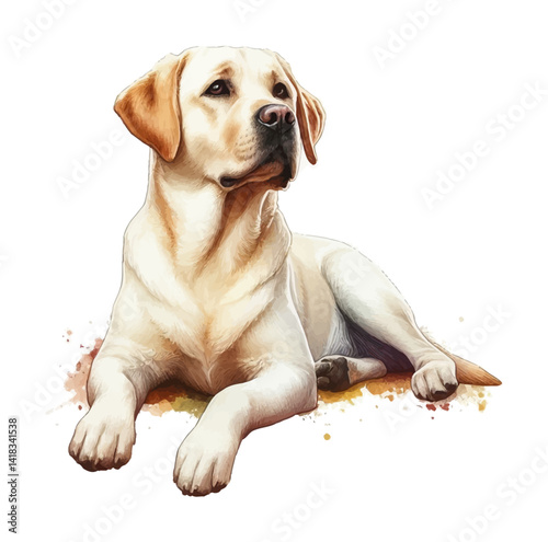 Adorable Labrador Retriever Lying Down with Elegant Looking Isolated on White Background
