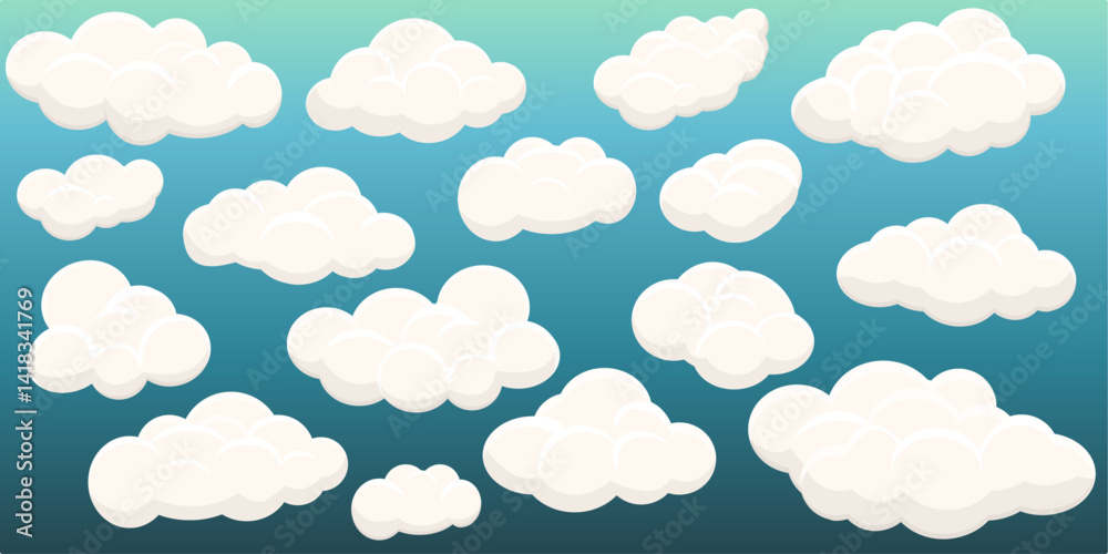 Obraz premium Cartoon Vector Sky and Clouds