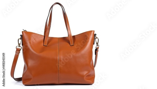 Brown leather tote bag isolated on white background , briefcase, fashion, isolated