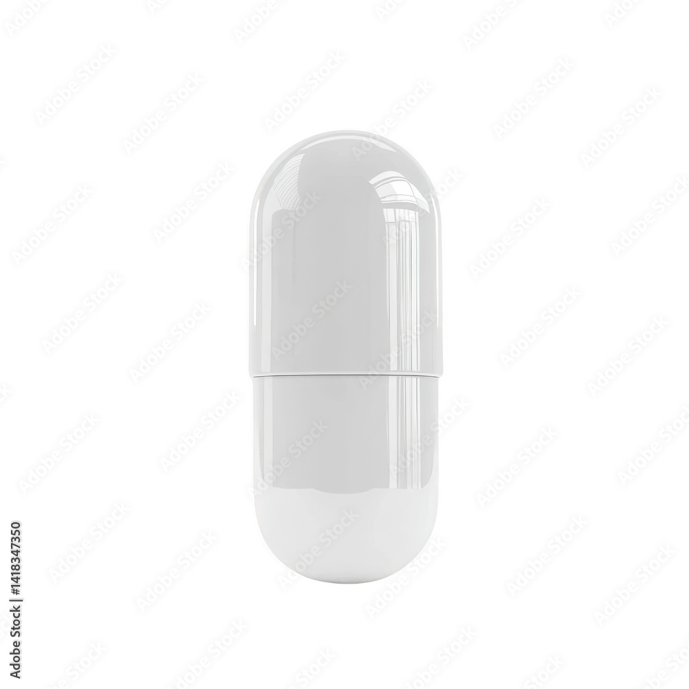 shiny white capsule shaped object with reflective surface, isolated on transparency background, showcasing minimalist and modern design shiny white capsule shaped object with reflective surface, isolated on transparency background, showcasing minimalist and modern design