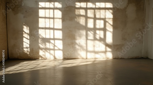 Sunlit shadows on a weathered wall