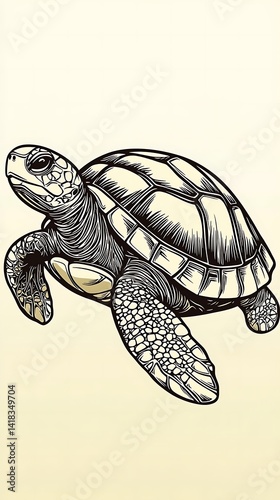 Detailed illustration of a sea turtle.