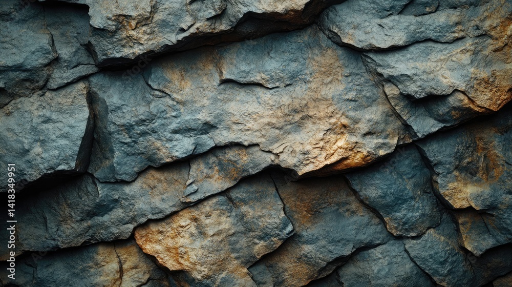 Close-up view of layered, textured rock formations. Close-up view of layered, textured rock formations.