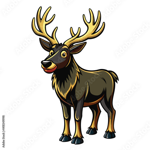 Cartoon deer with large antlers