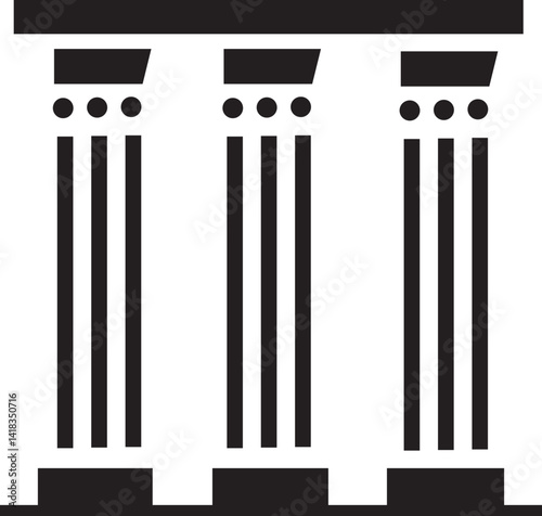 Solid Vector Icon for Ancient Pillar, house, marble