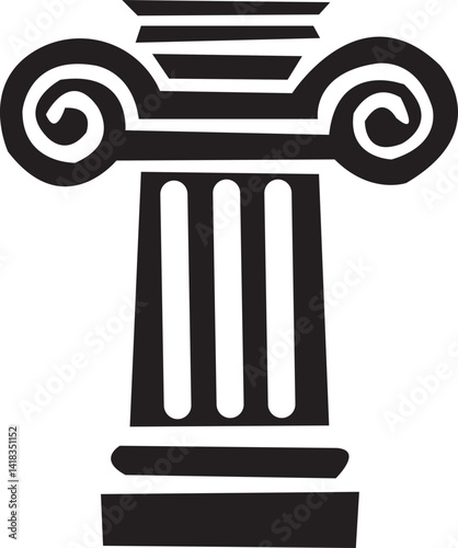 Solid Vector Icon for Ancient Pillar, house, marble