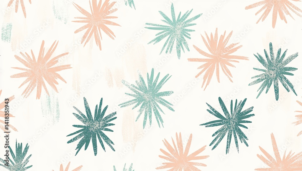 Abstract pastel teal and peach floral pattern. Abstract pastel teal and peach floral pattern.