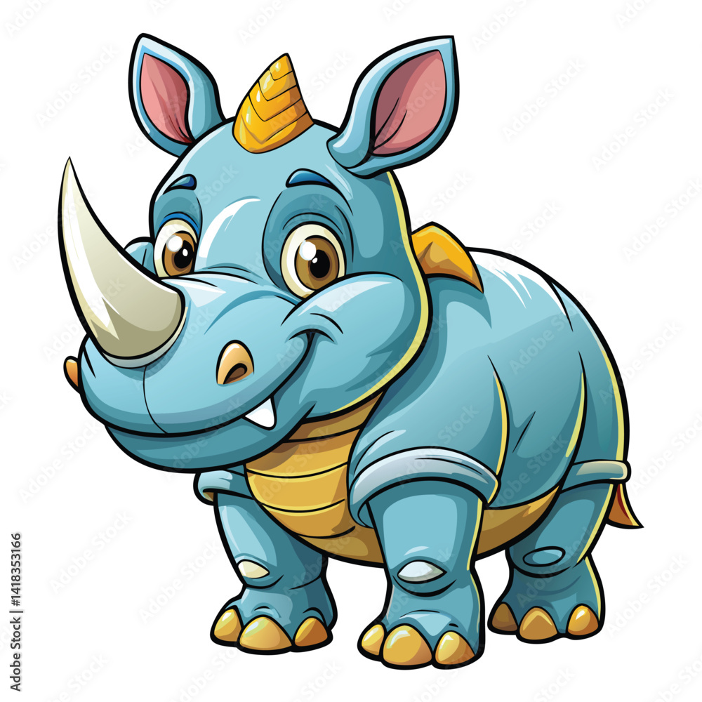 Fototapeta premium Cute cartoon rhino wearing a shirt