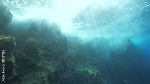 Wallpaper Mural choppy water wavy sea underwater wave hit on rocks and makes foam on the surface of the sea ocean scenery backgrounds Torontodigital.ca