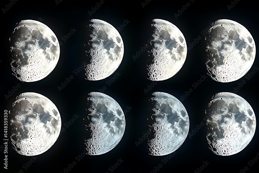 Obraz premium Lunar phases, a visual representation of the moon's cycle.