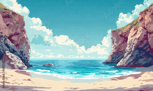 landscape of a beach with cliffs in the atlantic sea