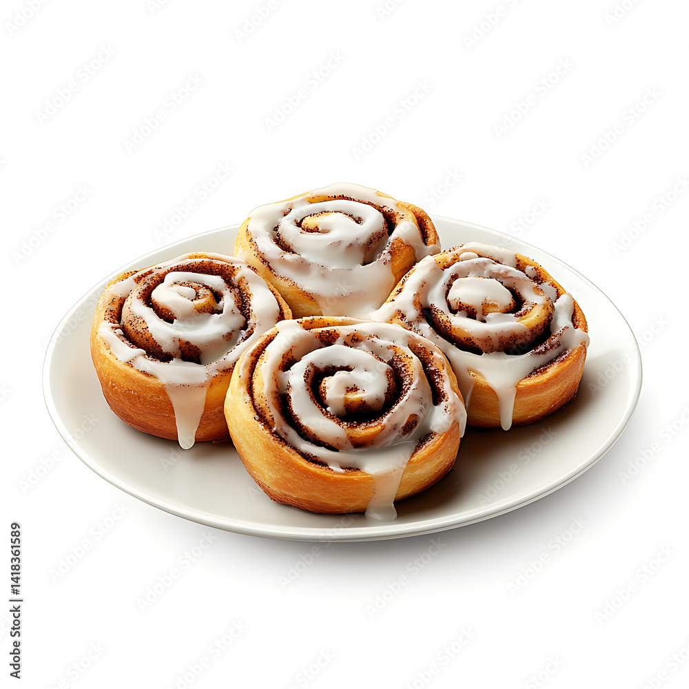 Cinnamon rolls, isolated white background, photorealism art style Cinnamon rolls, isolated white background, photorealism art style