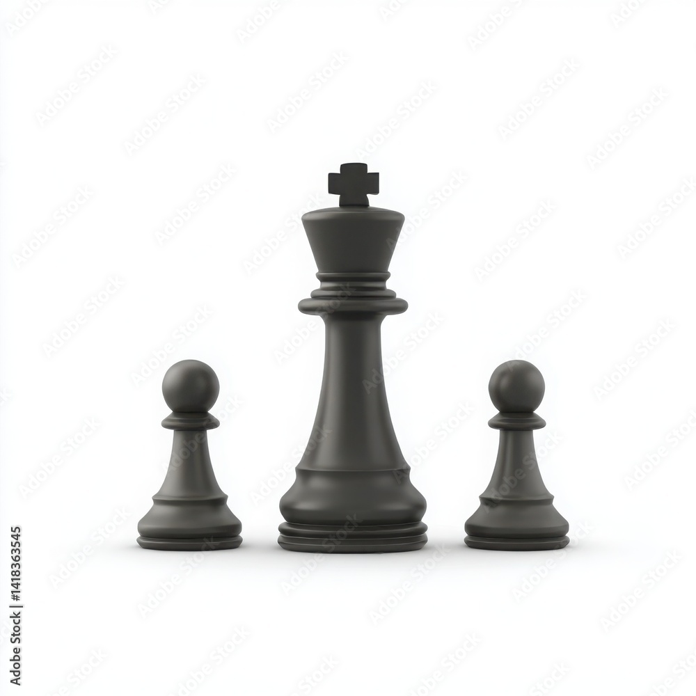 Chess king and pawns isolated on white background Chess king and pawns isolated on white background