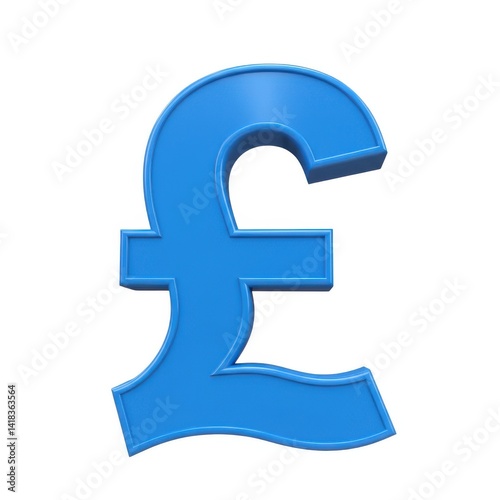 3d blue pound sterling symbol on white background isolated on white background