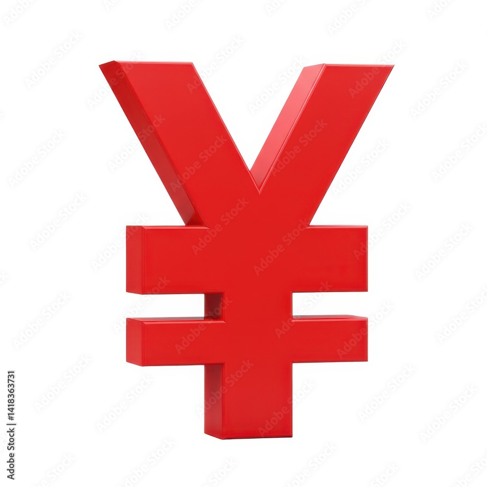 Obraz premium 3d japanese yen currency symbol on white isolated on white background