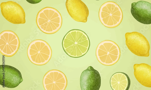 Lemon and lime seamless backdrop texture