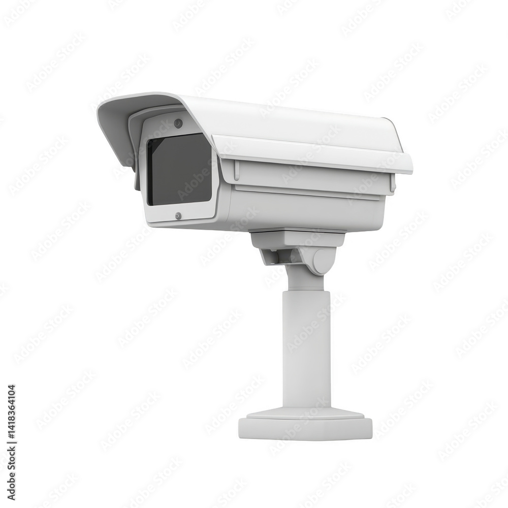 white security camera with protective housing is mounted on stand, designed for outdoor surveillance. Its sleek design and sturdy build make it ideal for monitoring various environments white security camera with protective housing is mounted on stand, designed for outdoor surveillance. Its sleek design and sturdy build make it ideal for monitoring various environments