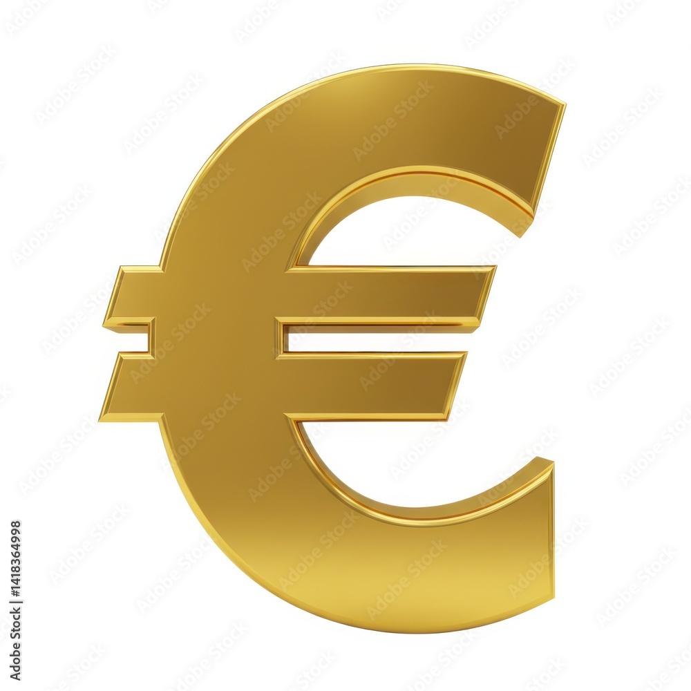 Fototapeta premium 3d golden euro symbol on white background isolated on white background