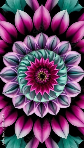 Vibrant Dahlia Floral Petals Digital Artwork