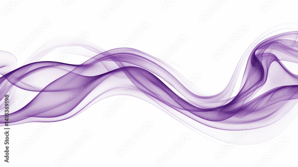 Naklejka premium Abstract purple smoke waves against a clean white background. Minimalist art.