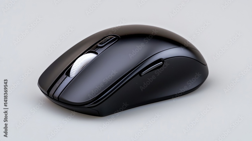 Sleek black computer mouse product photography for technology and office productivity Sleek black computer mouse product photography for technology and office productivity